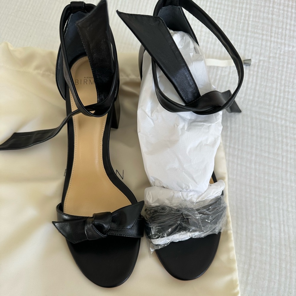 NIB Alexandre Birman 37.5 black leather Clarita 60 block heel